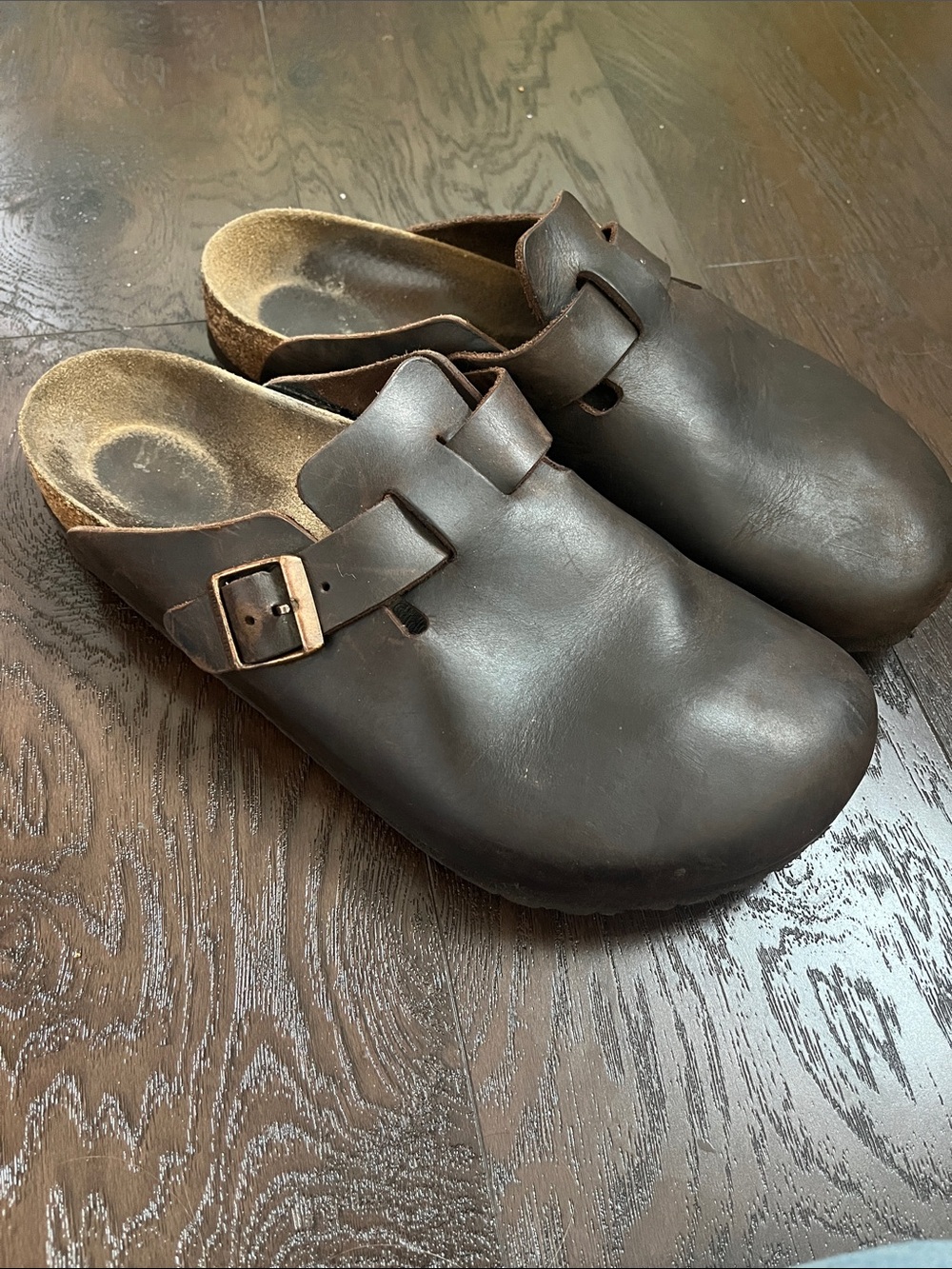 Birkenstock Boston Oiled Leather Size 45 Brown Clogs